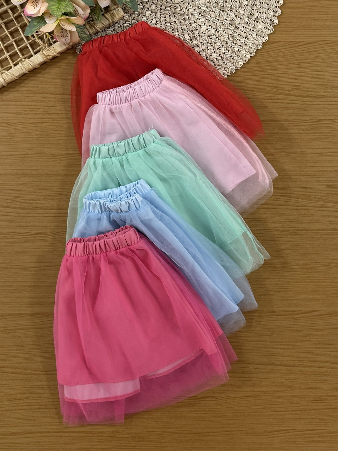 Saia Infantil Kukiê Verão em Tule Rosa