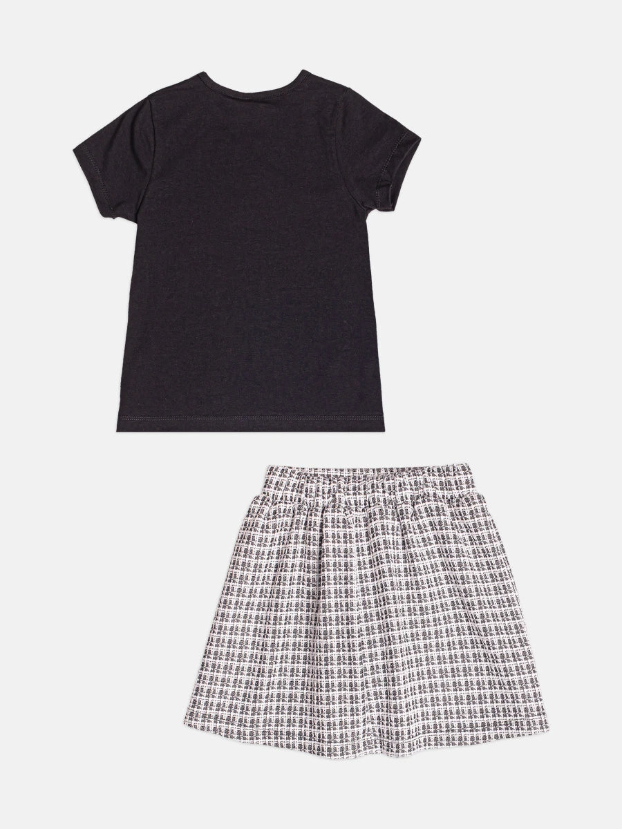 Conjunto Infantil Momi Inverno com Saia e Blusa Manga Longa Preta Amazing