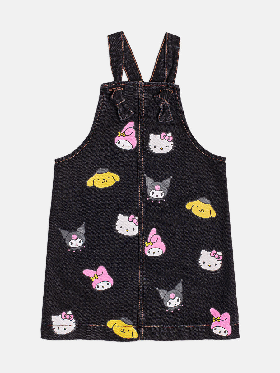 Salopete Infantil Momi Inverno Jeans Preto Hello Kitty Friends