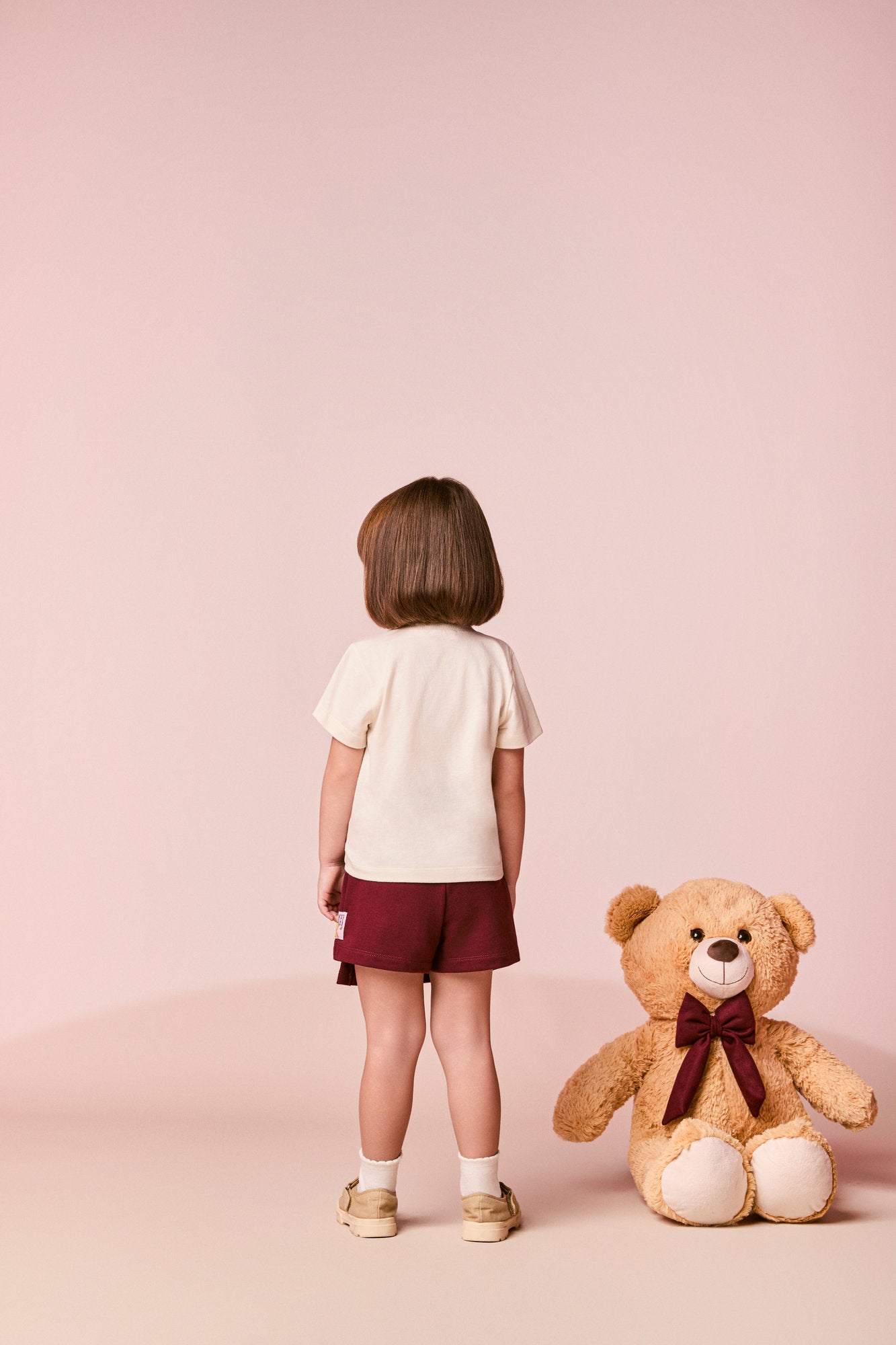 Conjunto Infantil Momi Inverno com Shorts Saia Vinho e Blusa Manga Curta Ursinho Pooh Friends Disney