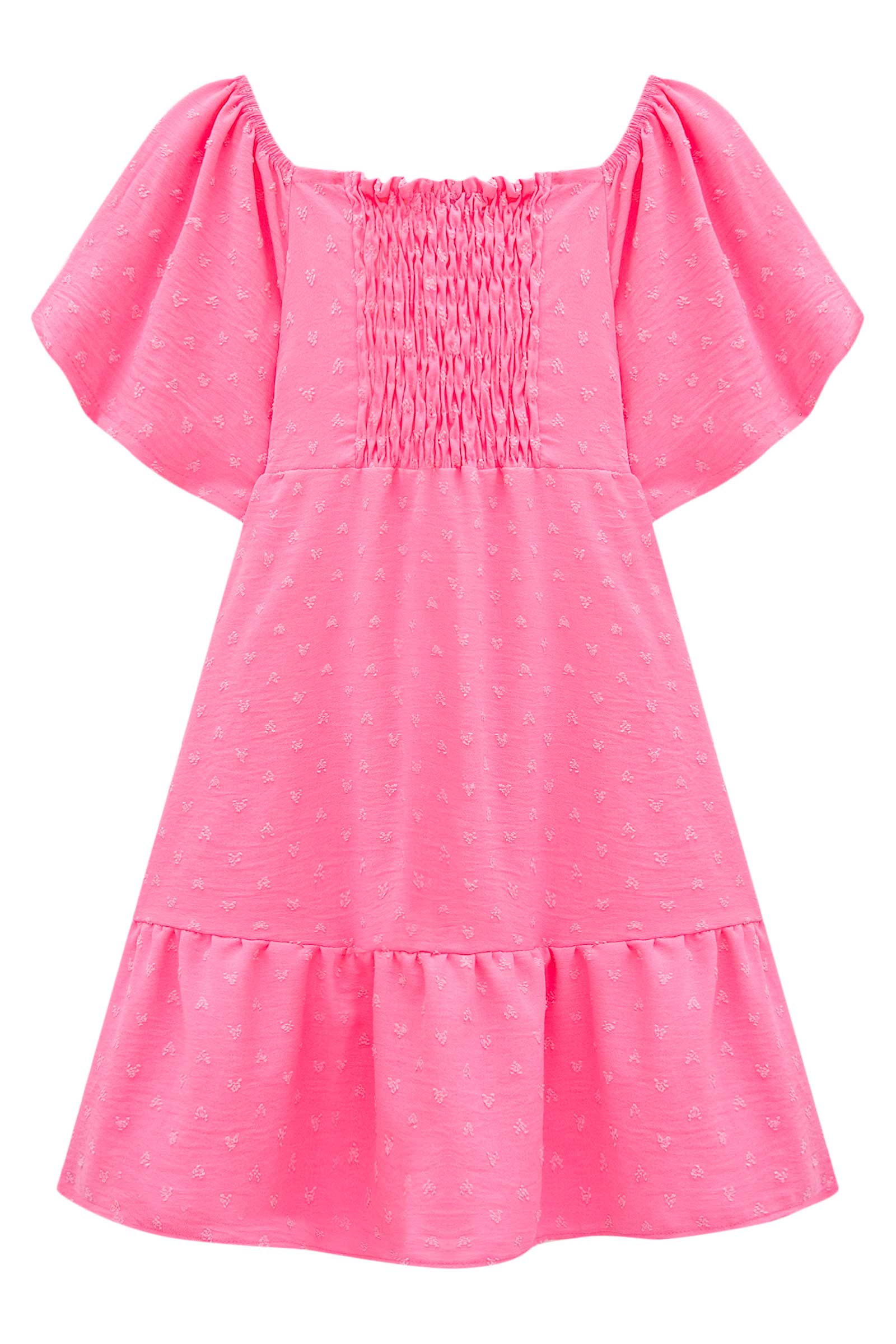 Vestido Infantil Kukie Verão Rosa Com Colete Jeans Flor