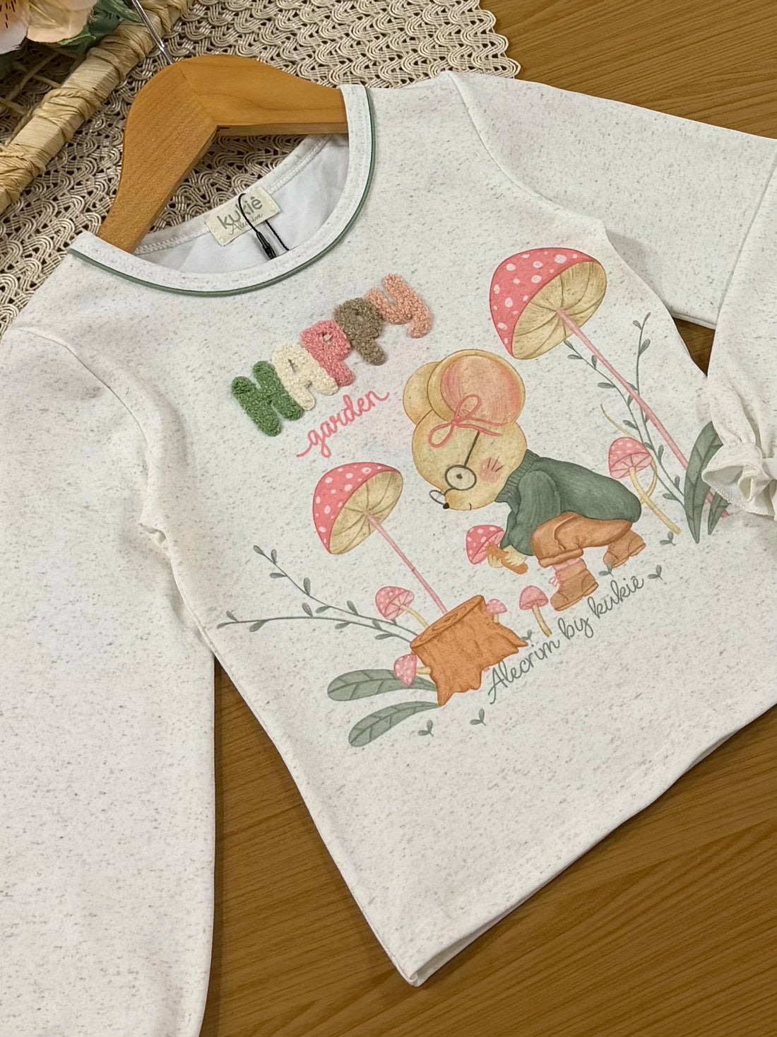 Conjunto Infantil Kukiê Inverno com Shorts Verde e Blusa Manga Longa Happy