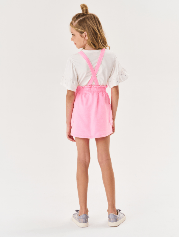 Salopete Infantil Cinti Verão Rosa com Blusa Estrela