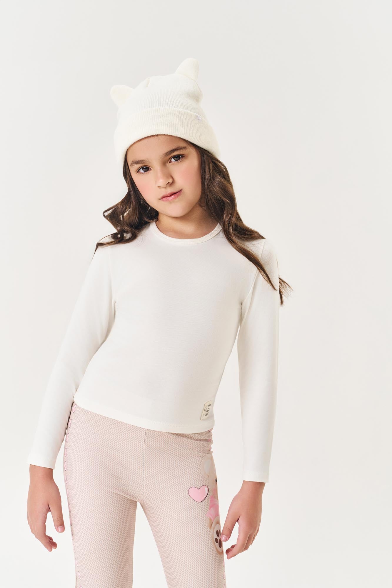 Blusa Infantil Cinti Inverno Manga Longa Térmica Off White