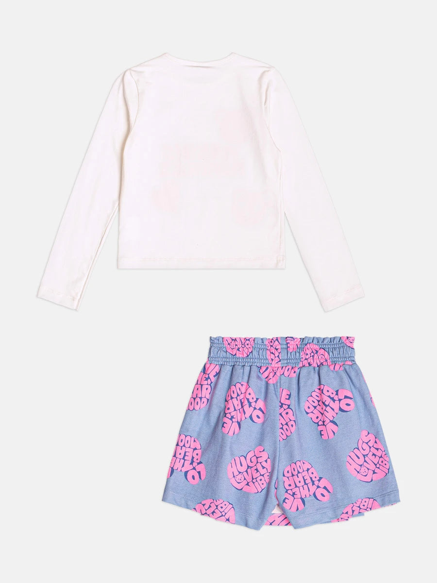 Conjunto Infantil Momi Inverno com Shorts Saia e Blusa Manga Longa Branca Making Memories