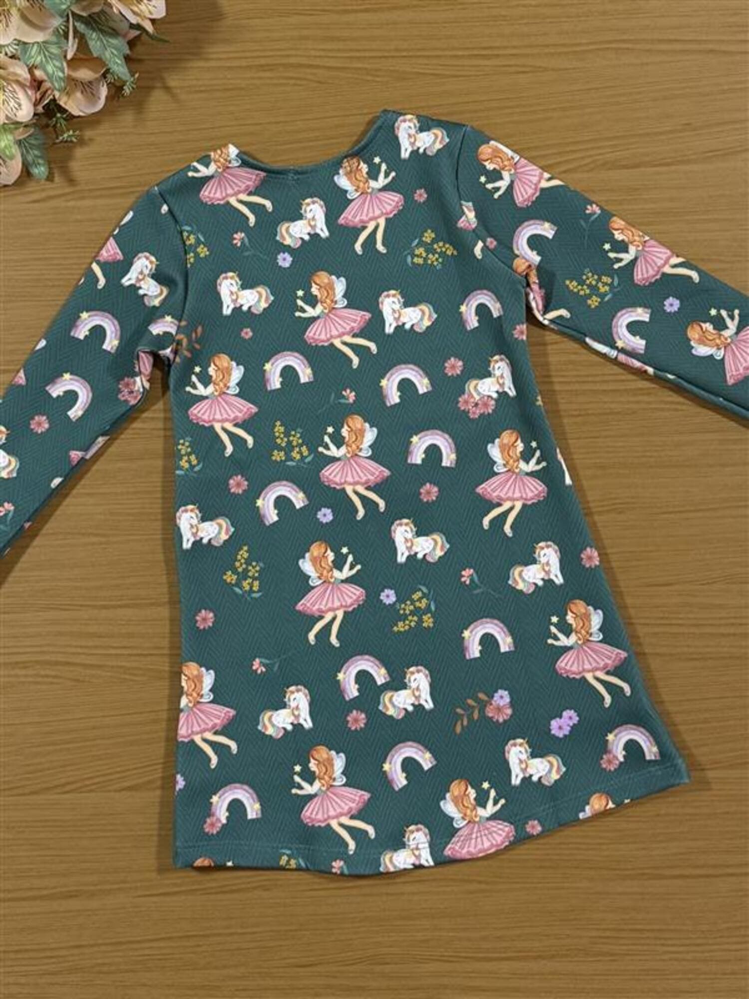 Vestido Infantil Kukiê Inverno Verde Fadinha com Strass