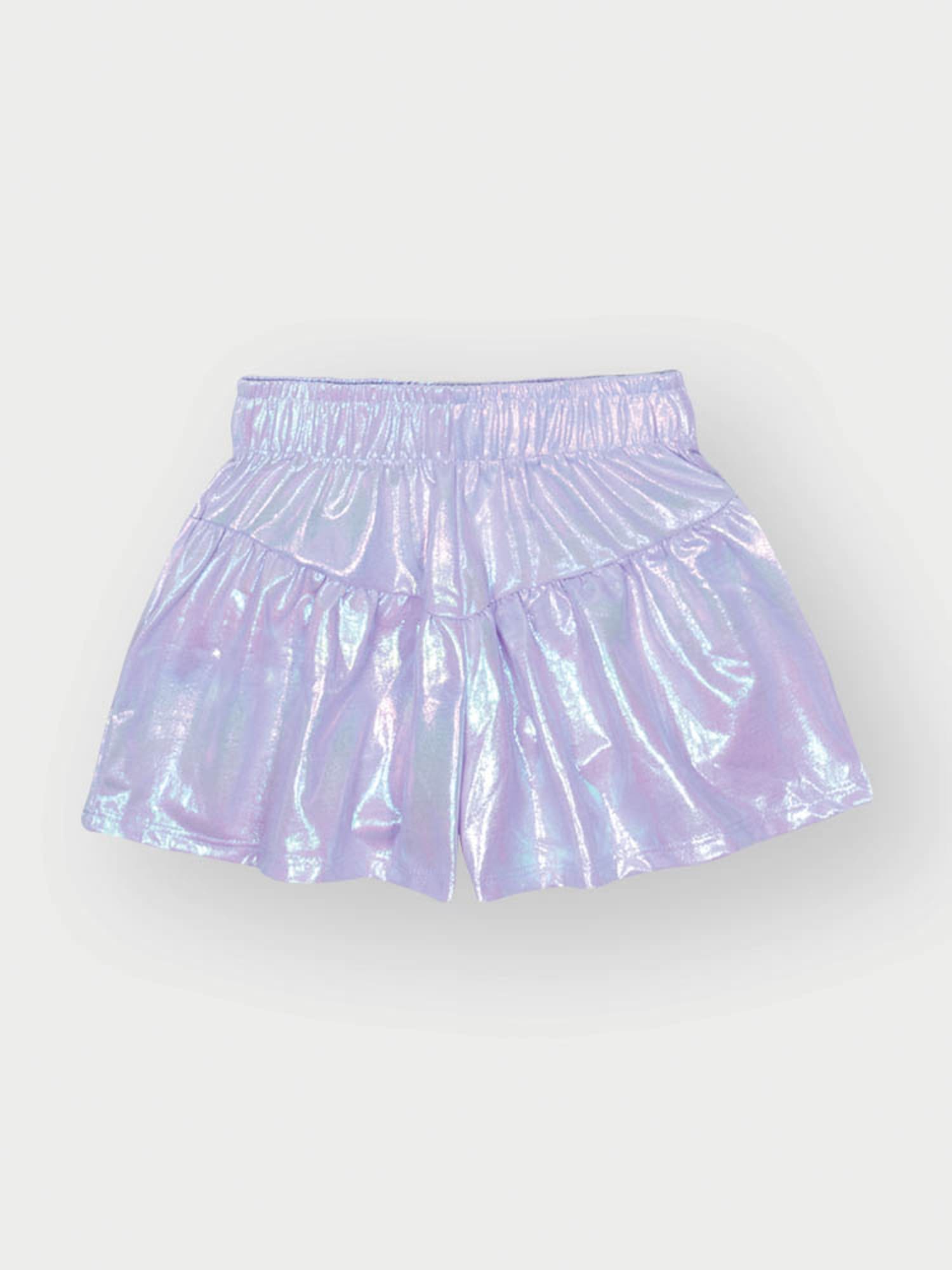 Conjunto Infantil Cinti Verão com Shorts e Blusa Lilás Holográfica