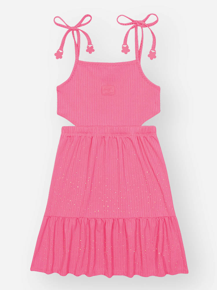 Vestido Infantil Cinti Verão Rosa com Strass