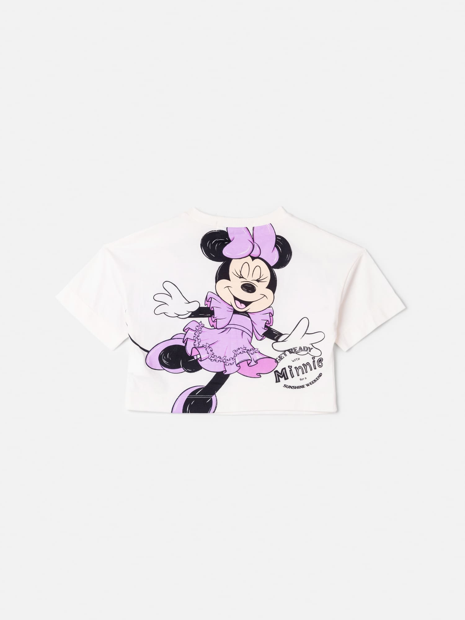 Blusa Infantil Animê Verão Branca Minnie com Lacinho em Tule