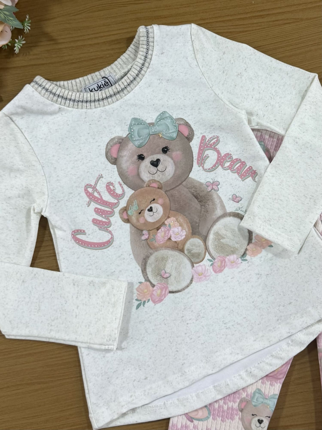 Conjunto Infantil Kukiê Inverno com Calça Legging e Blusa Manga Longa Ursinhas