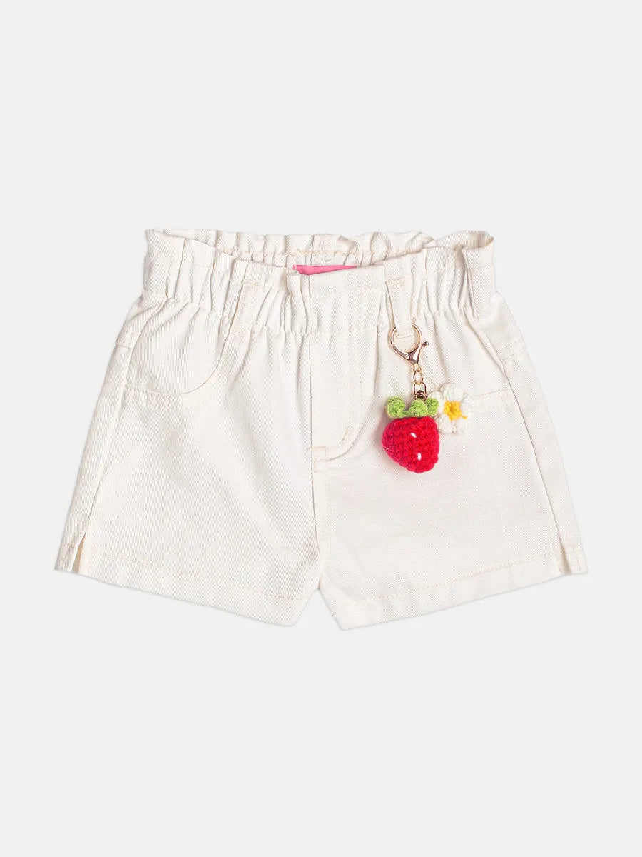 Shorts Infantil Menina Momi Branco Moranguinho