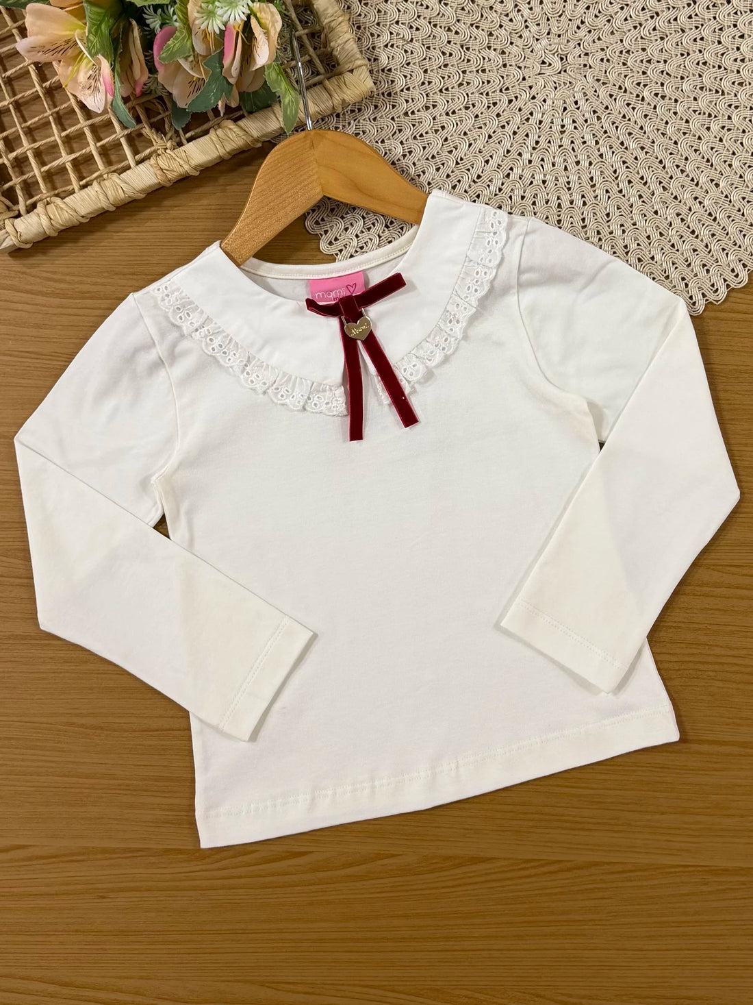 Conjunto Infantil Momi Inverno com Shorts Saia Rosa e Blusa Manga Longa  Lacinho