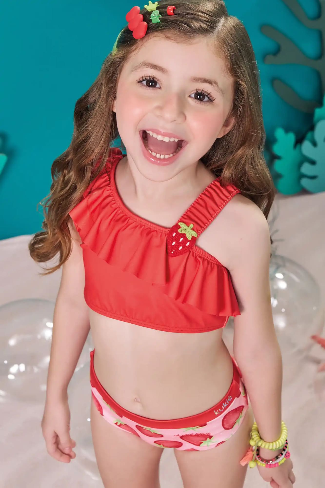 Biquíni Infantil Kukiê Verão Vermelho Moranguinho