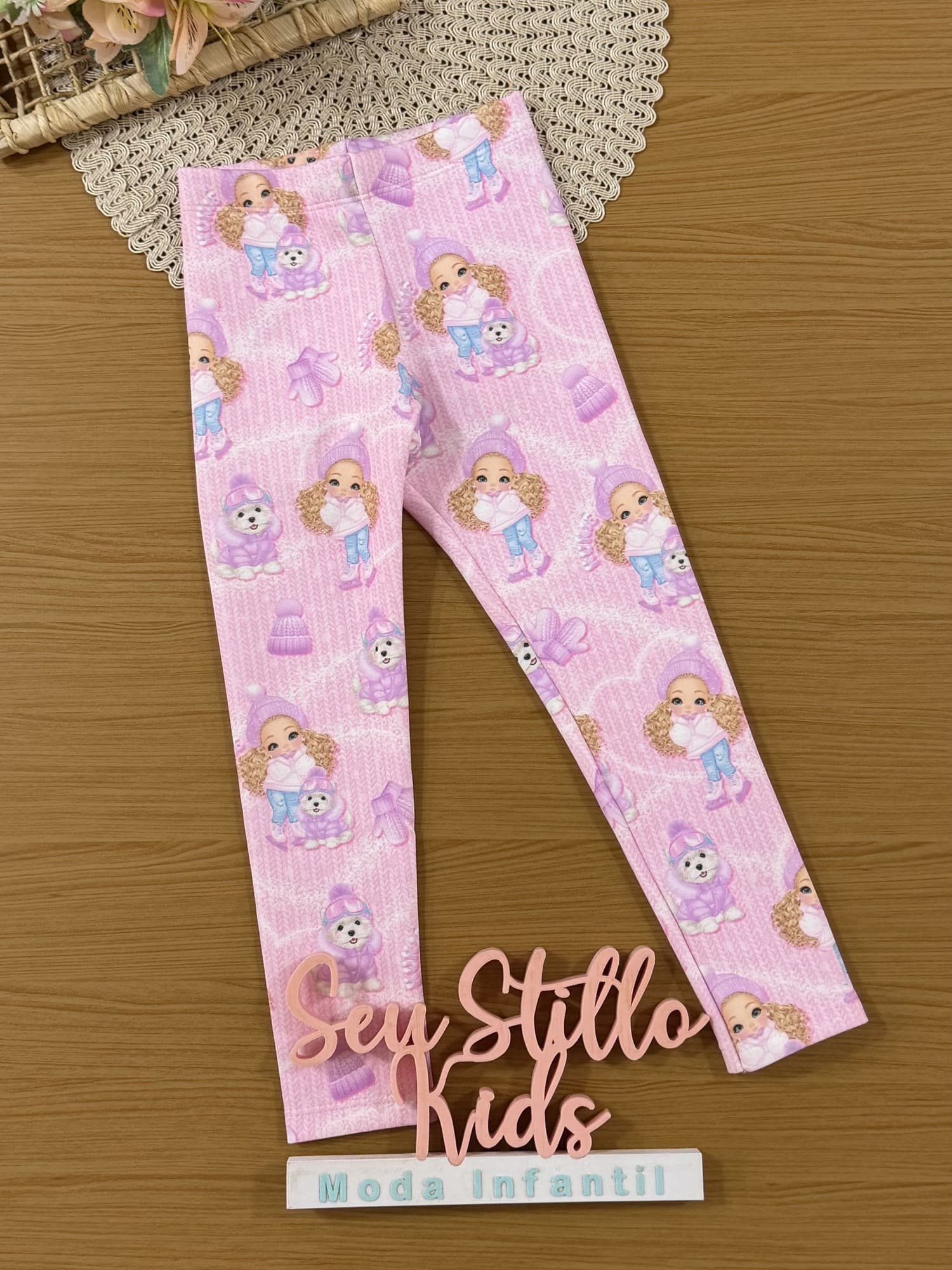 Calça Legging Infantil Kukiê Inverno Rosa Menina Patinadora