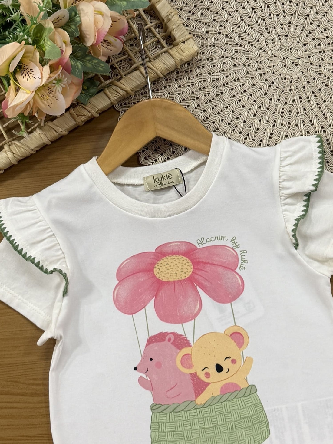 Blusa Infantil Alecrim Kukiê Verão Branca Balão Magico
