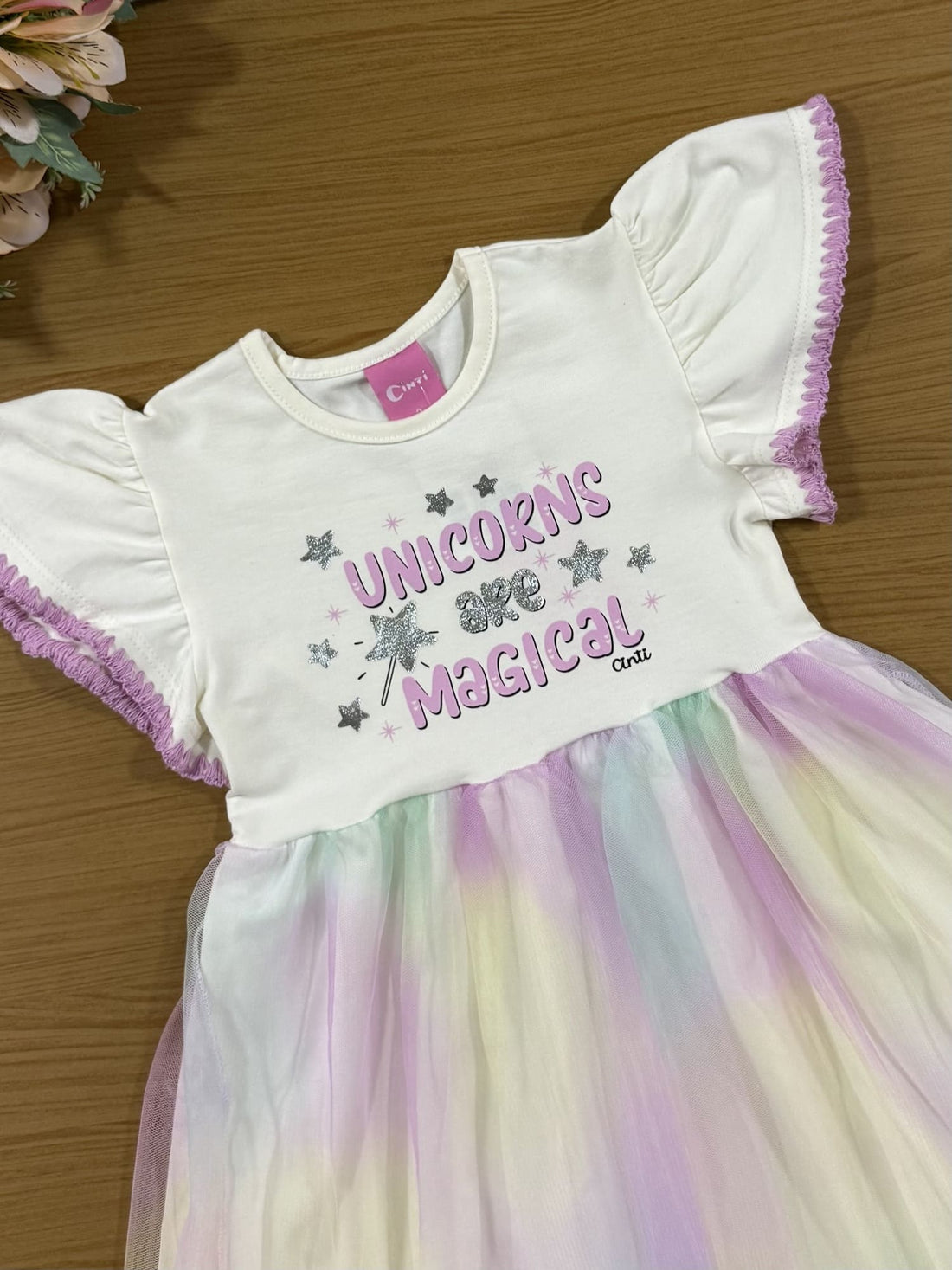 Vestido Infantil Cinti Inverno Tule Arco íris