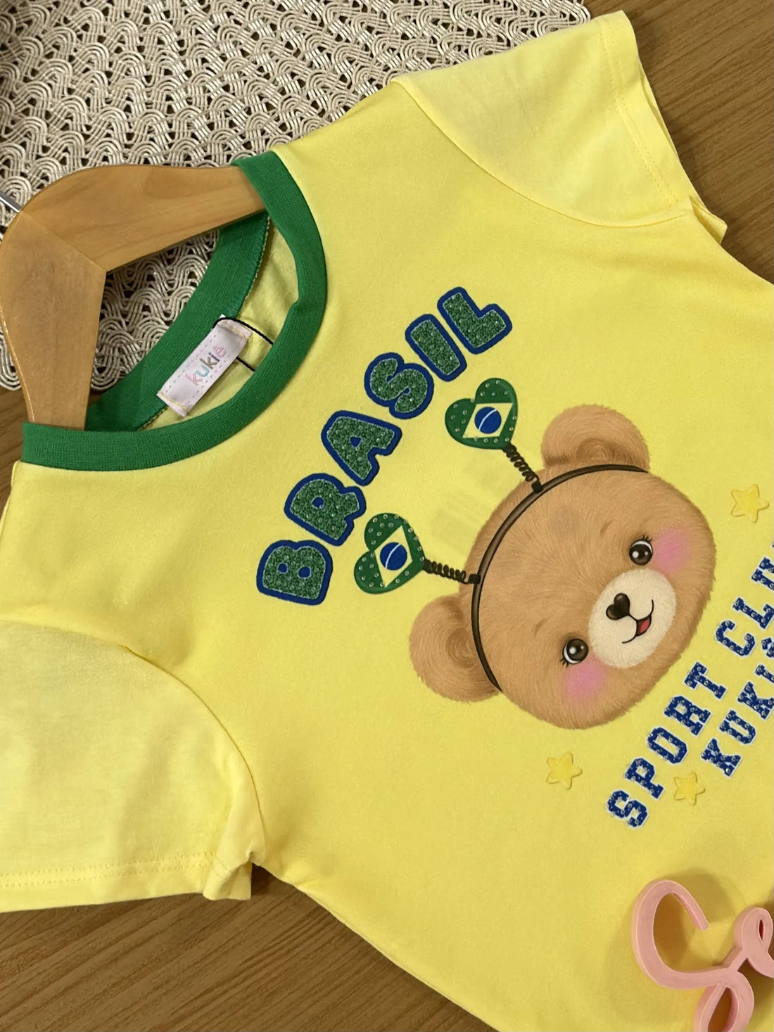 Blusa Infantil Kukie Amarela Brasil Copa do Mundo
