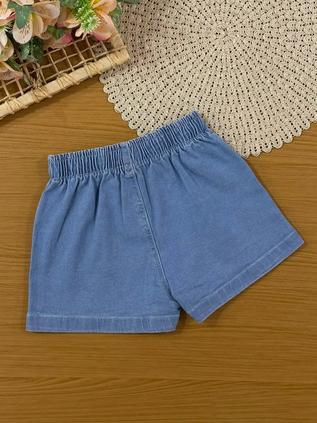 Shorts Infantil Menina Kukiê Jeans Corações