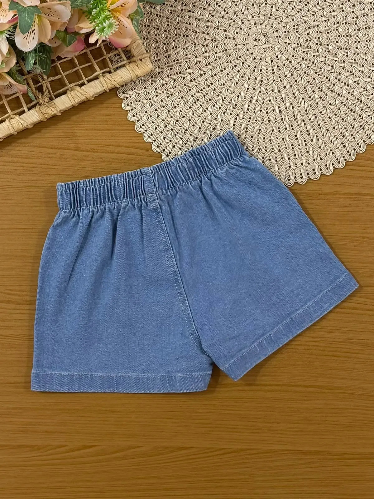 Shorts Infantil Menina Kukiê Jeans Corações