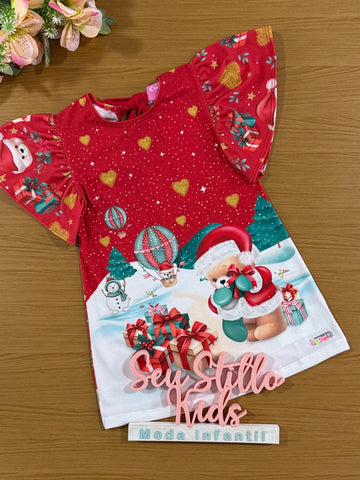 Vestido Infantil Cinti Verão Ursinho Natal