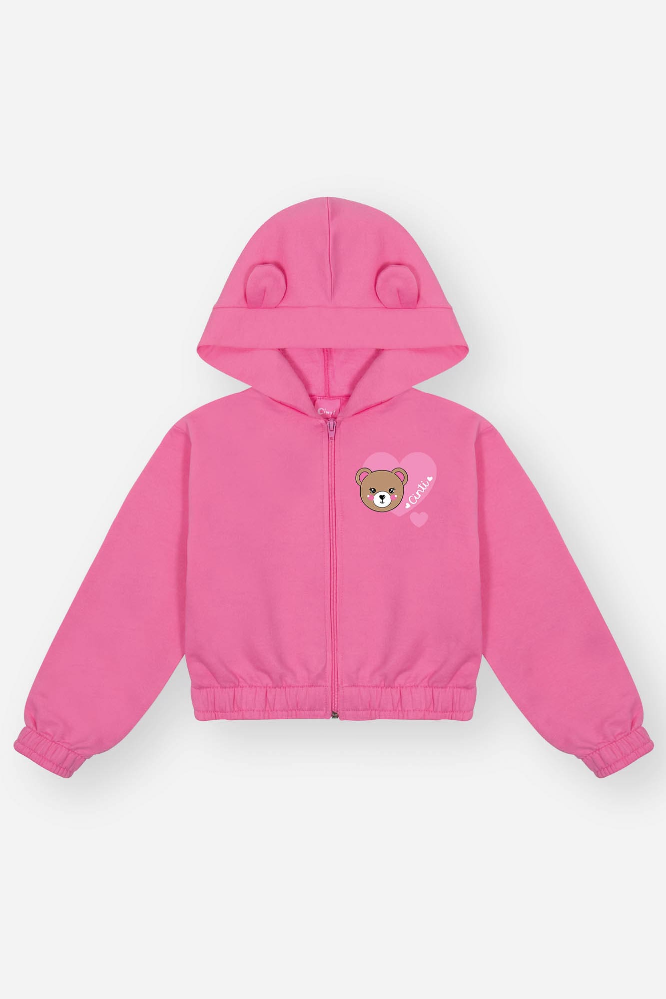 Conjunto Infantil Cinti Inverno com Calça e Jaqueta Rosa Ursinho Coração