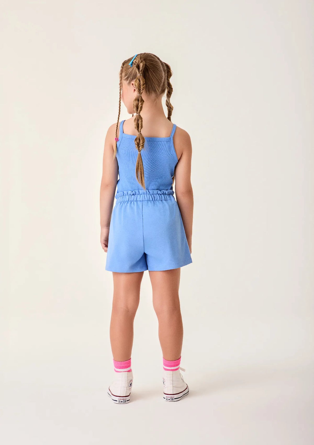 Conjunto Infantil Menina Bimbi Shorts e Blusa Azul Dog