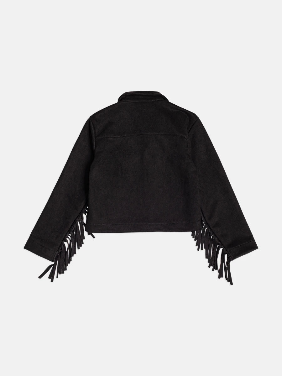 Jaqueta Infantil Momi Inverno Preta com Franjas Country