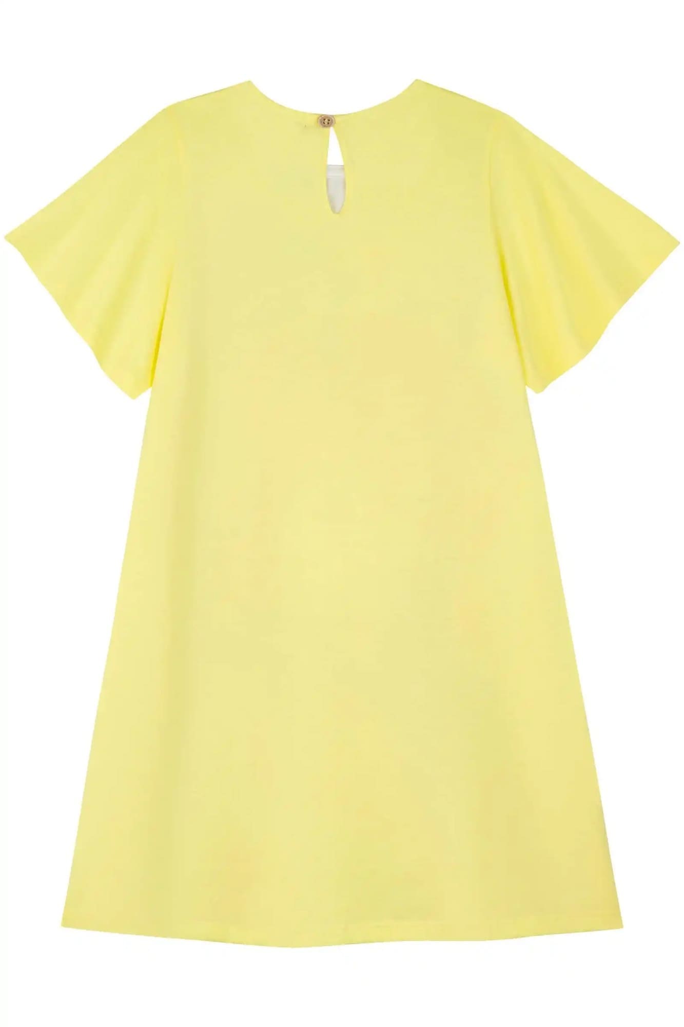 Vestido Infantil Kukiê Verão Vestido Amarelo Casinha de Maça com Colete jeans