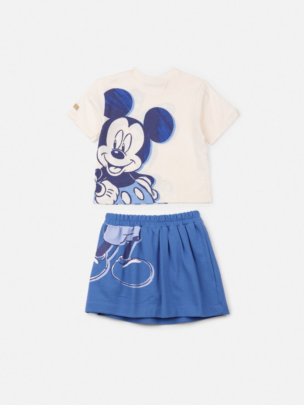 Conjunto Infantil Animê Verão Saia Azul e Blusa Minnie Disney