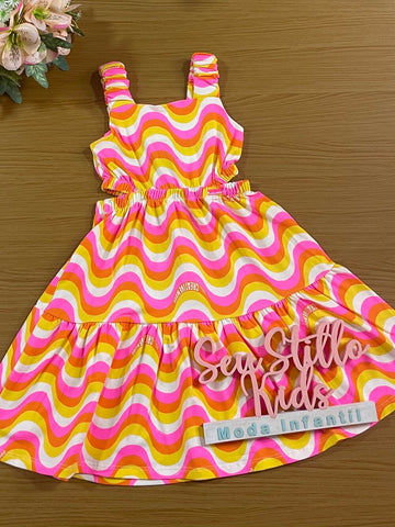 Vestido Infantil Momi Verão Ondinhas Coloridas