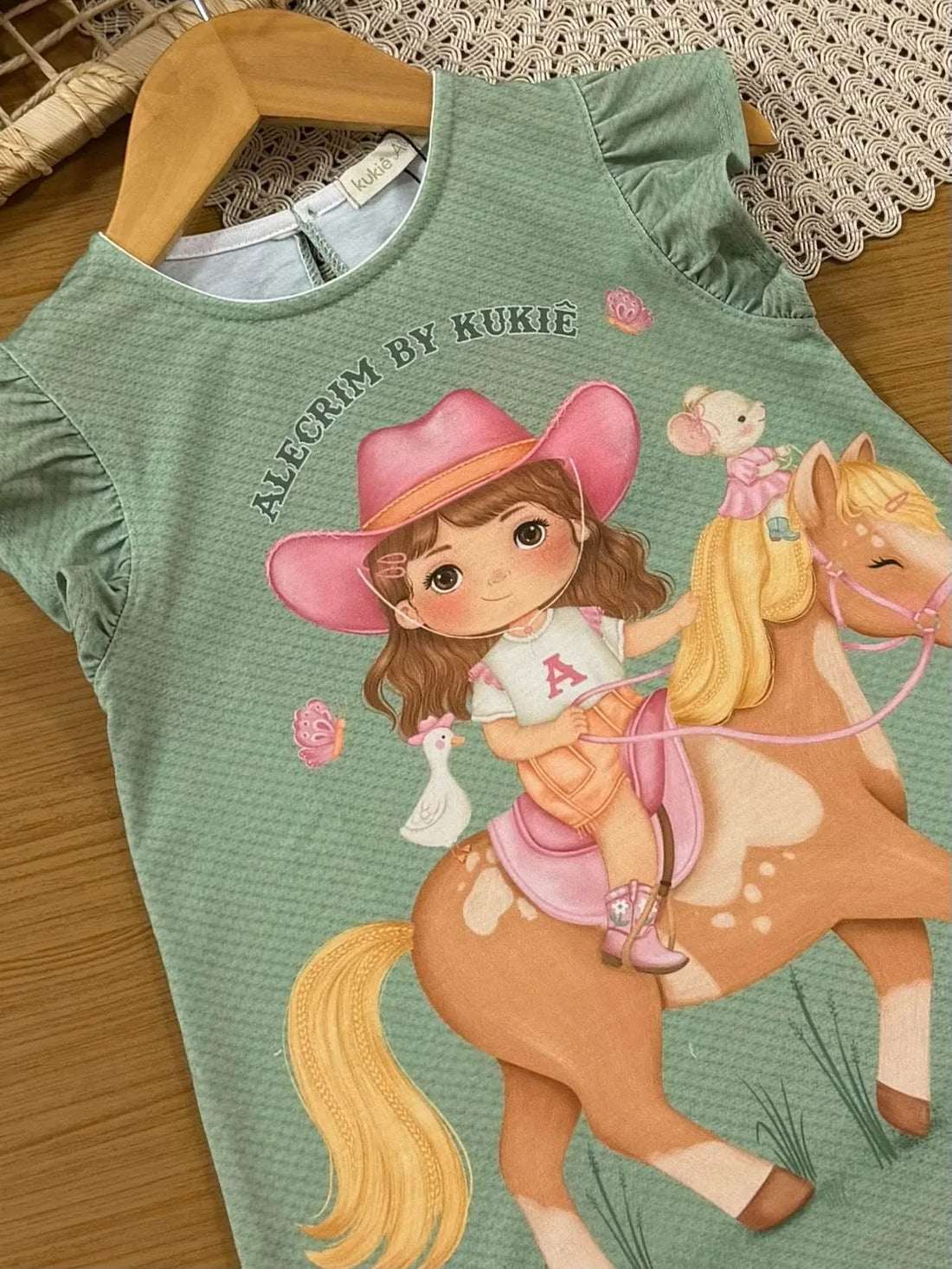 Vestido Infantil Kukiê Verão Verde Menininha Boiadeira