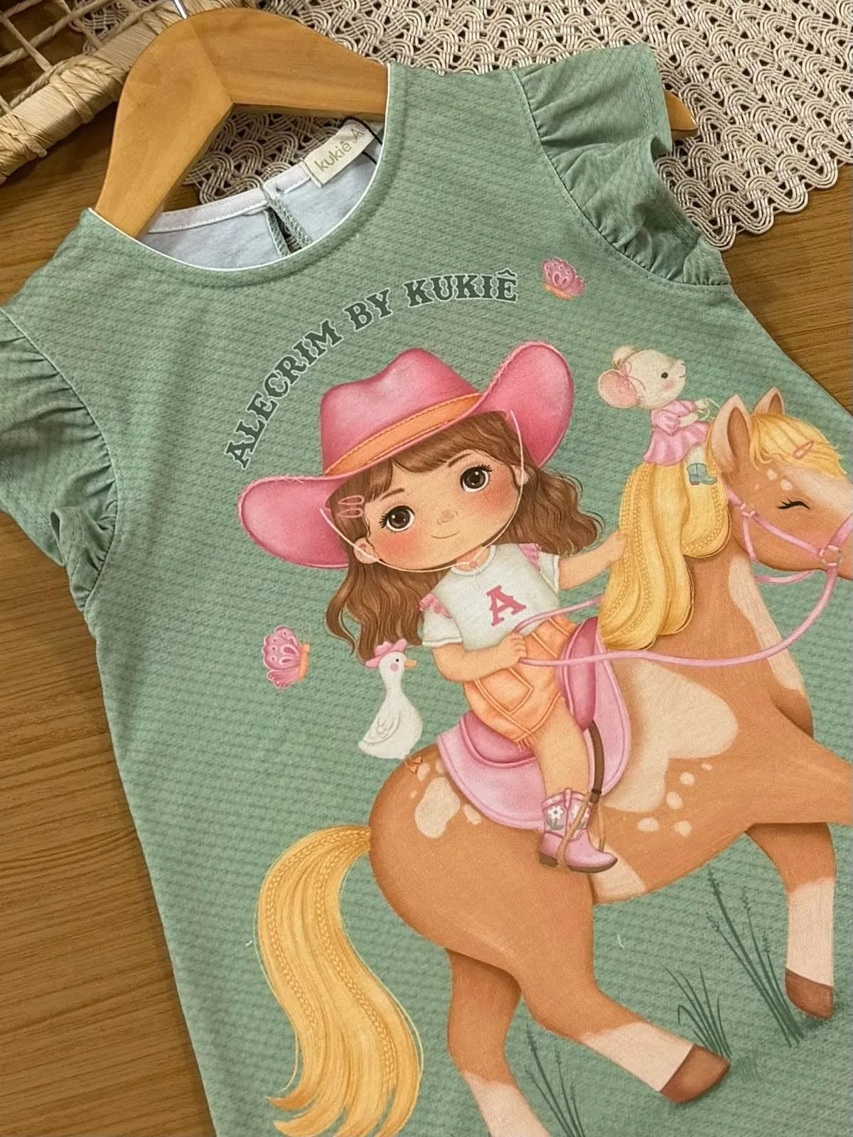 Vestido Infantil Kukiê Verão Verde Menininha Boiadeira