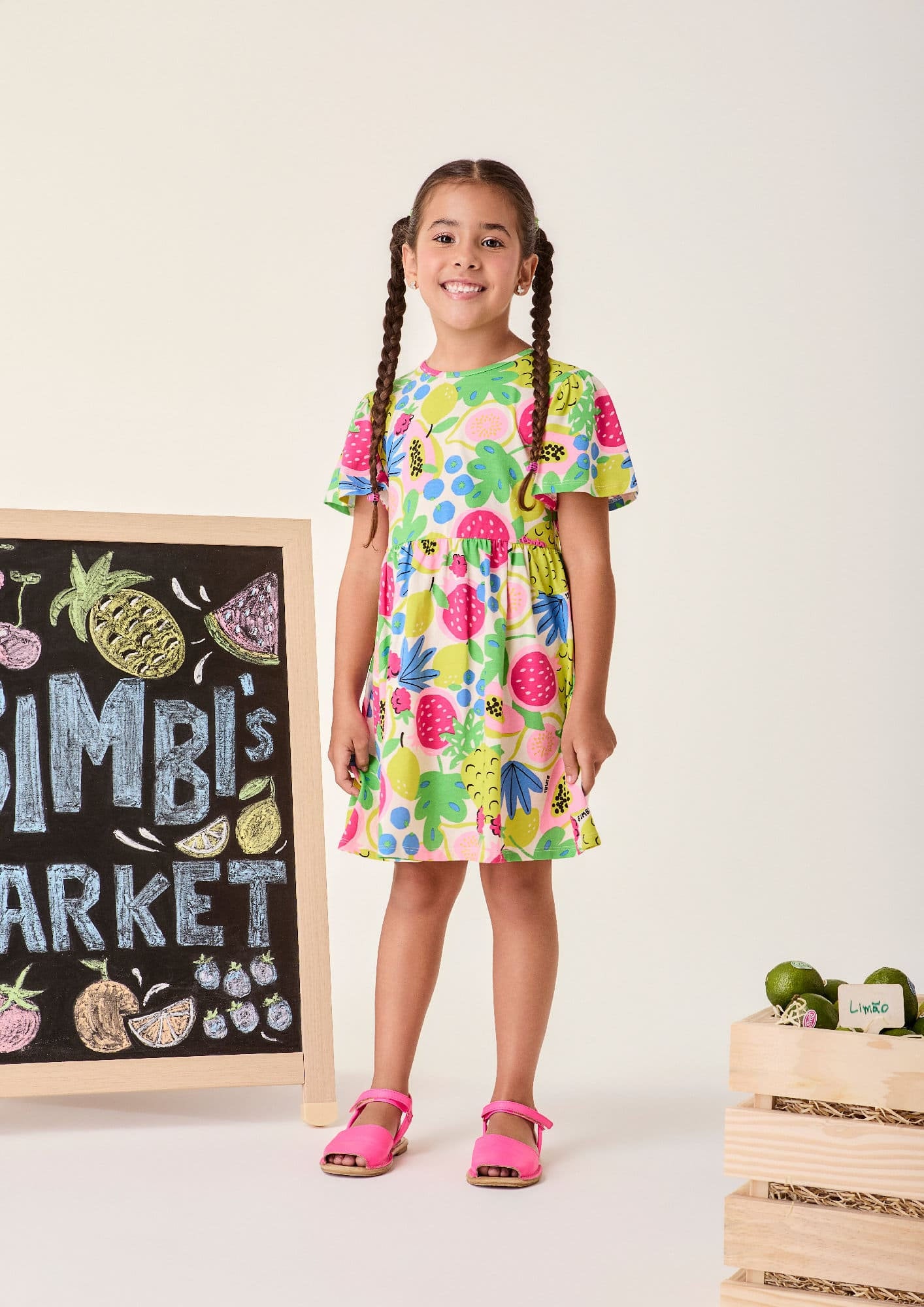 Vestido Infantil Bimbi Colorido Frutinhas