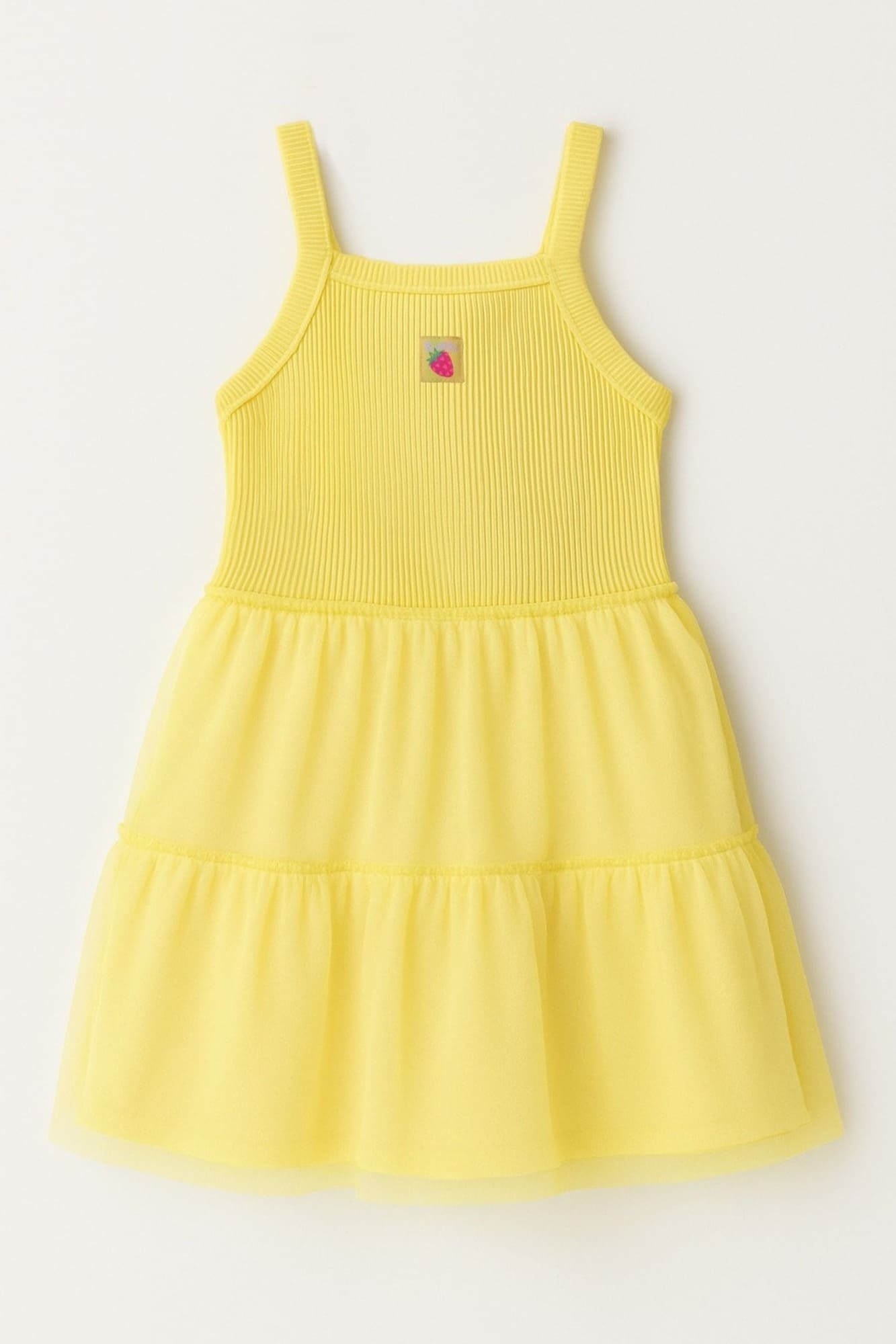 Vestido Infantil Bimbi Verão Amarelo com Sobreposição em Tule