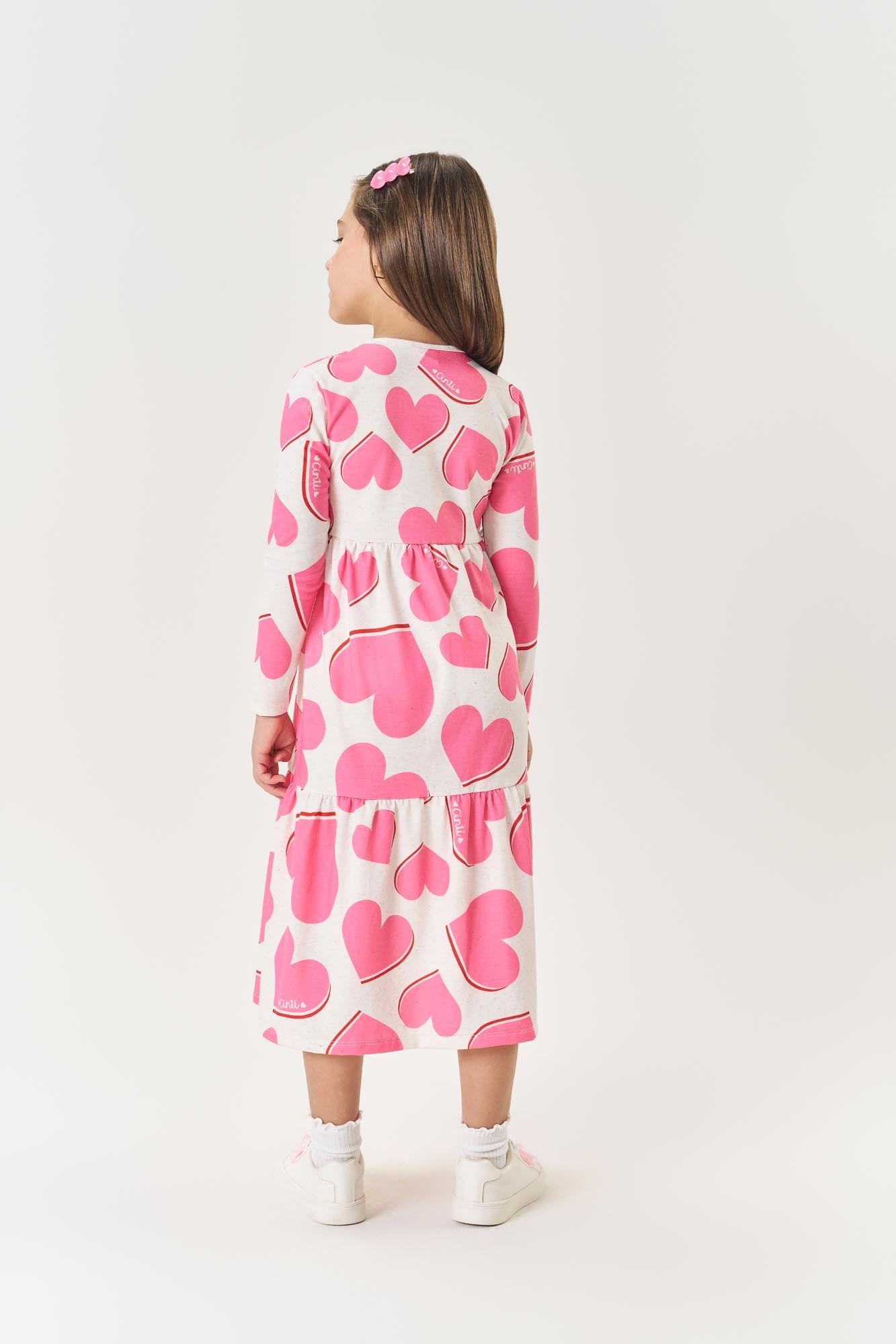 Vestido Infantil Cinti Inverno Midi Corações
