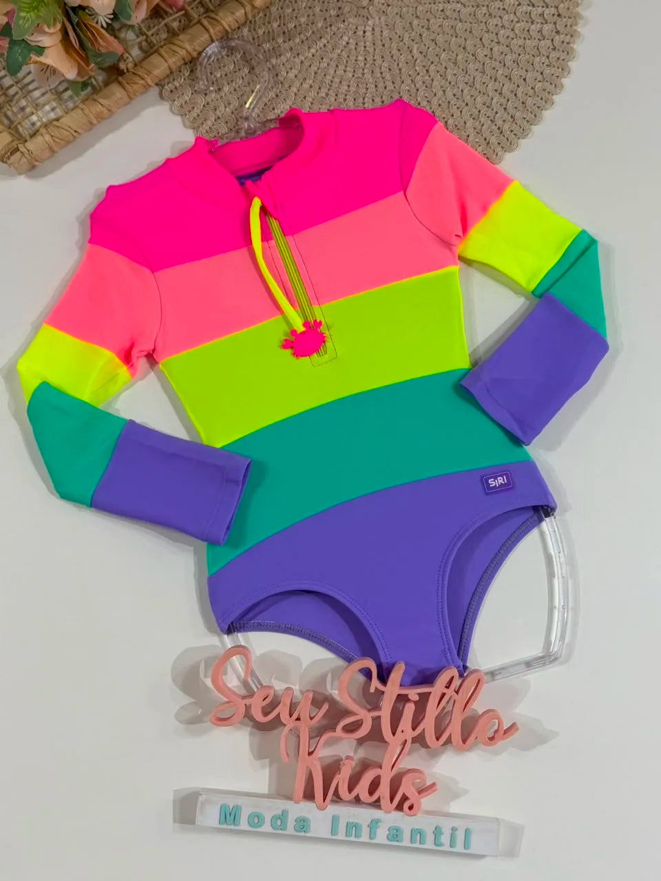 Maiô Infantil Siri Kids Manga Longa Colorido Kiara Euforia 43025