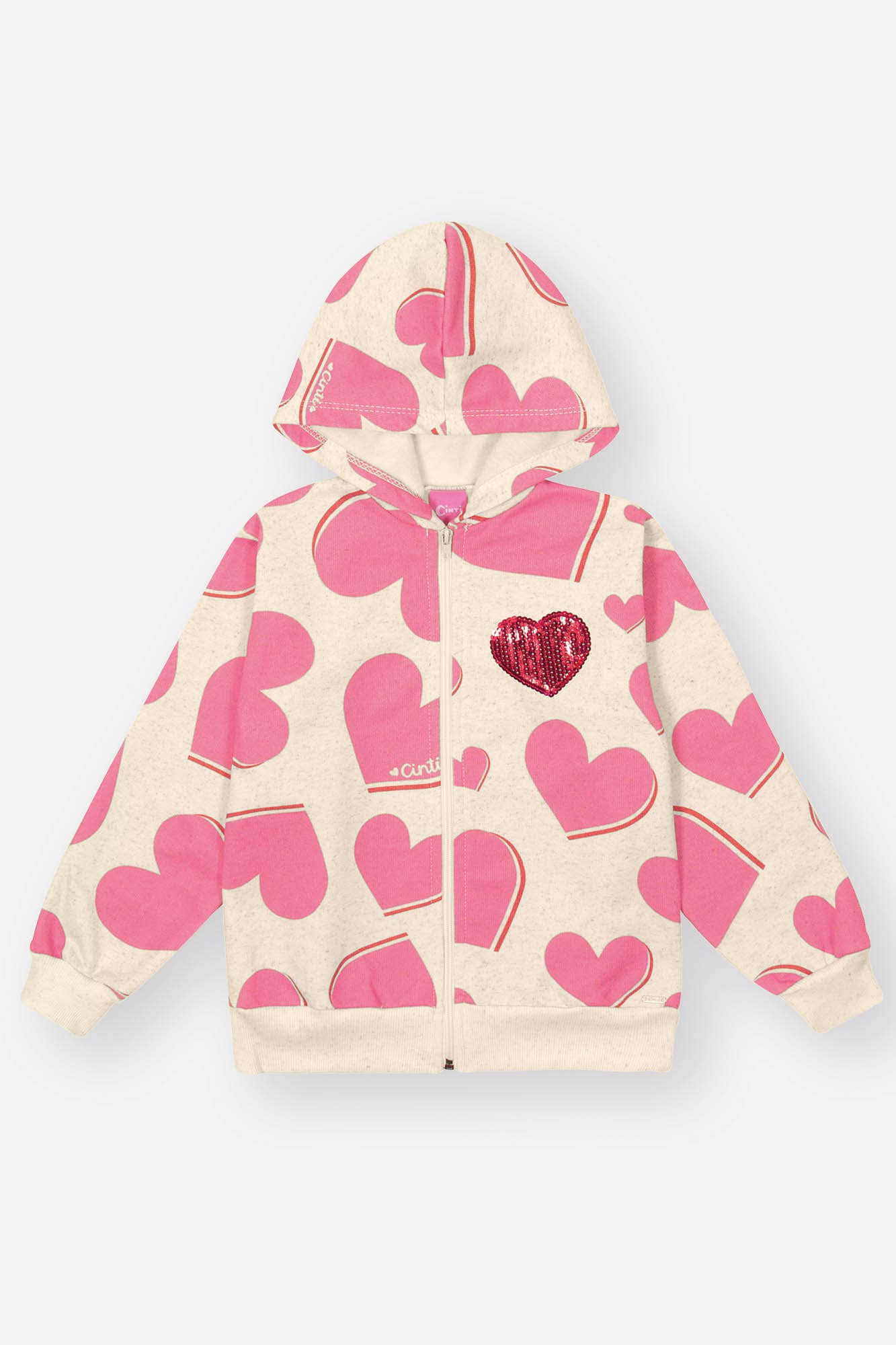 Conjunto Infantil Cinti Inverno Calça e Moletom Flanelado Coração