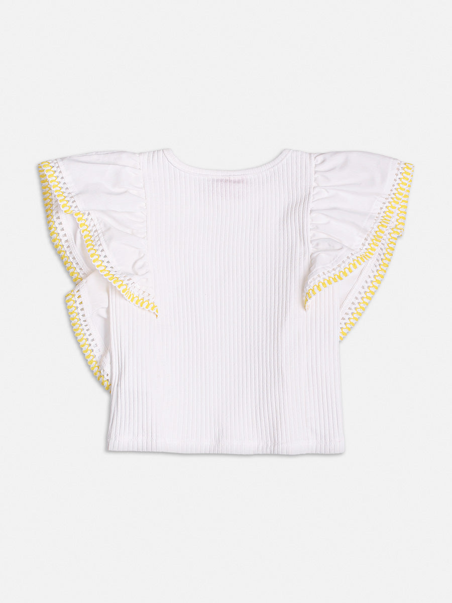 Conjunto Infantil Momi Verão Shorts Amarelo e Blusa Babado