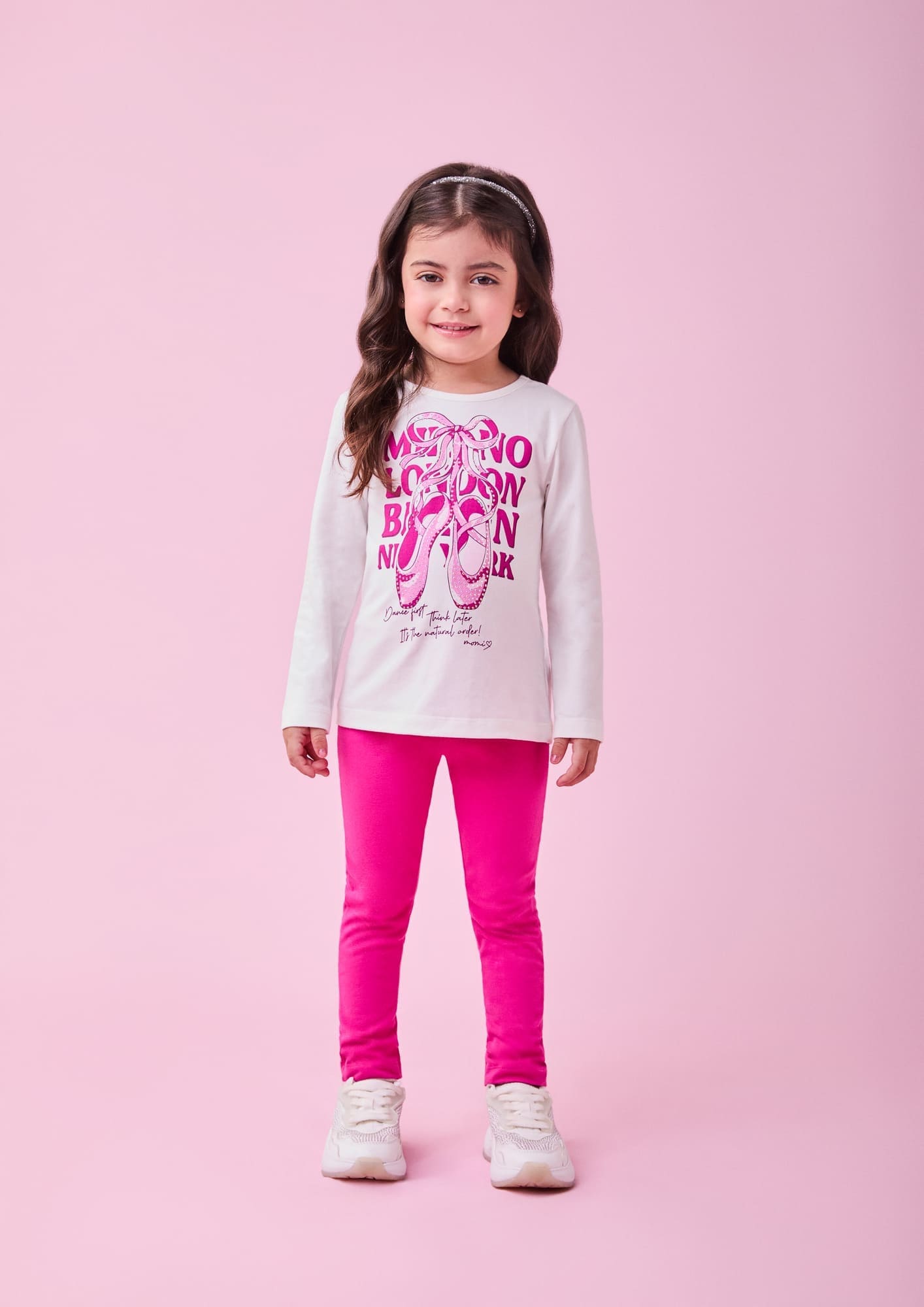 Conjunto Infantil Momi Inverno Calça e Blusa Branco Bailarina com Strass