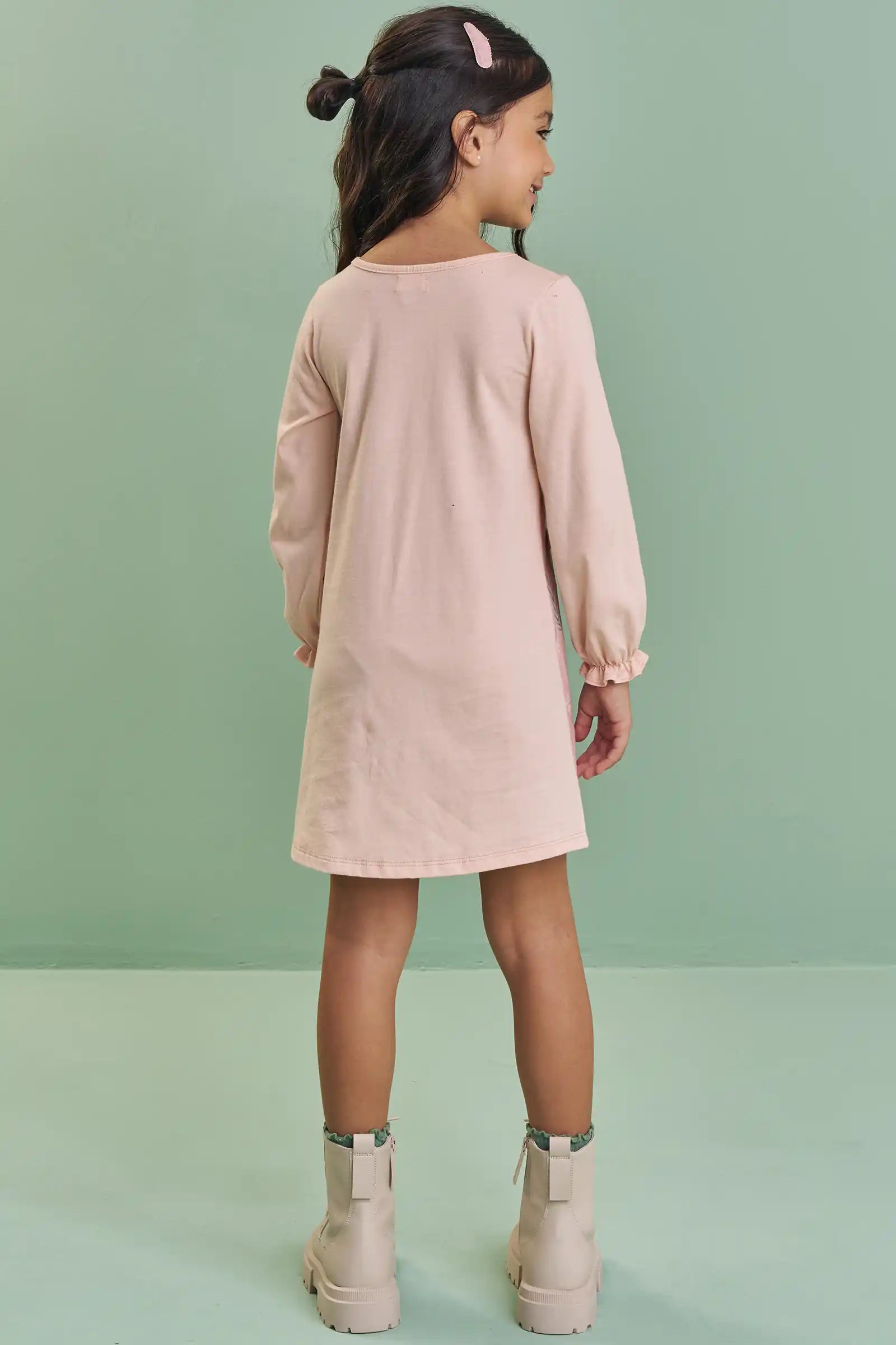 Vestido Infantil Kukiê Inverno Rosa Claro Cartinhas de Amor