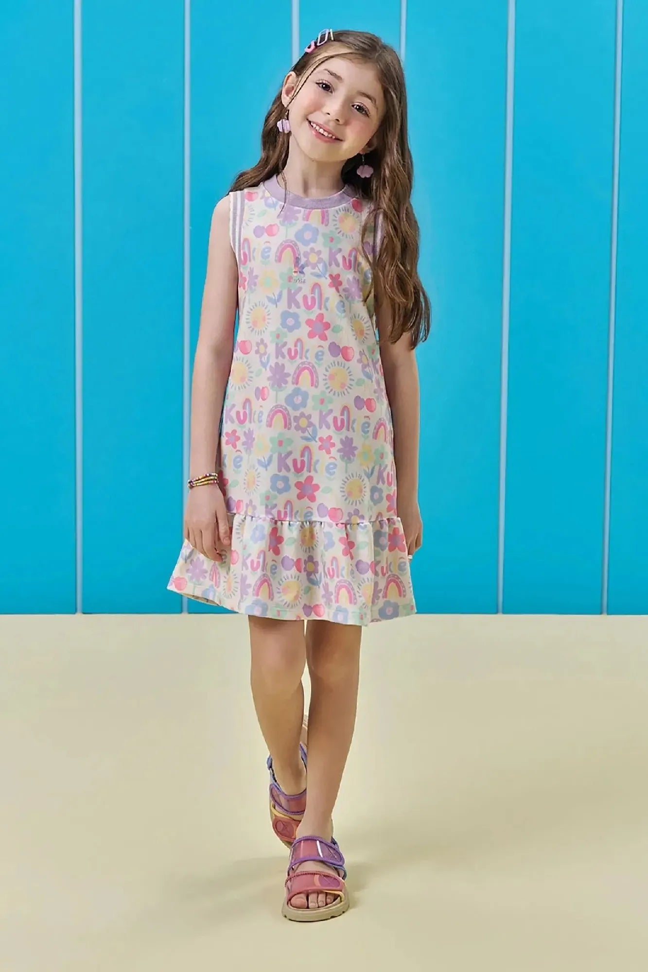 Vestido Infantil Kukiê Off White Verão Flores