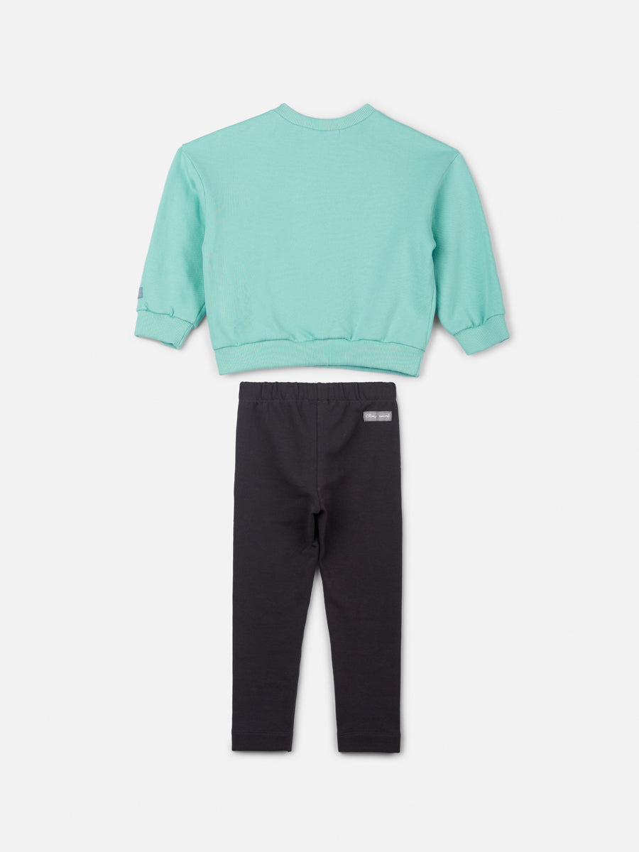 Conjunto Infantil Animê Inverno com Calça Preta e Casaco Verde Sininho Disney