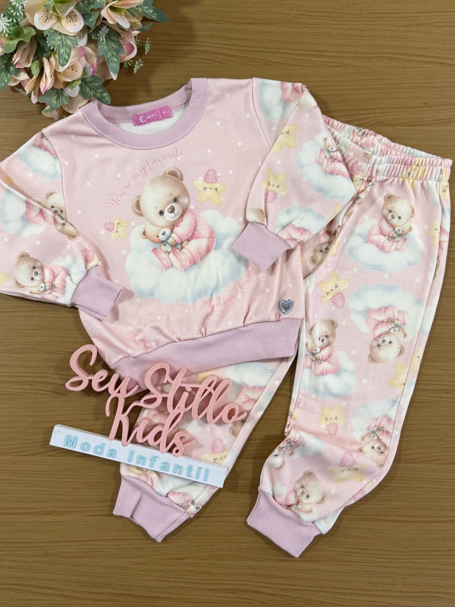 Pijama Infantil Cinti Inverno Calça e Blusa Soft Ursinho