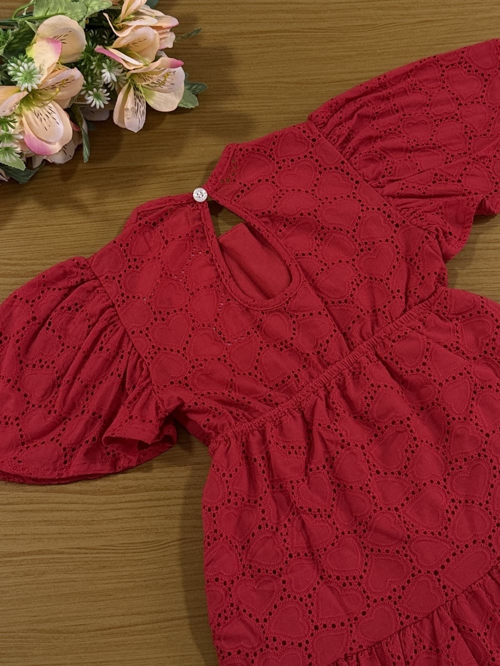 Vestido Infantil Cinti Verão Laise Vermelho Natal
