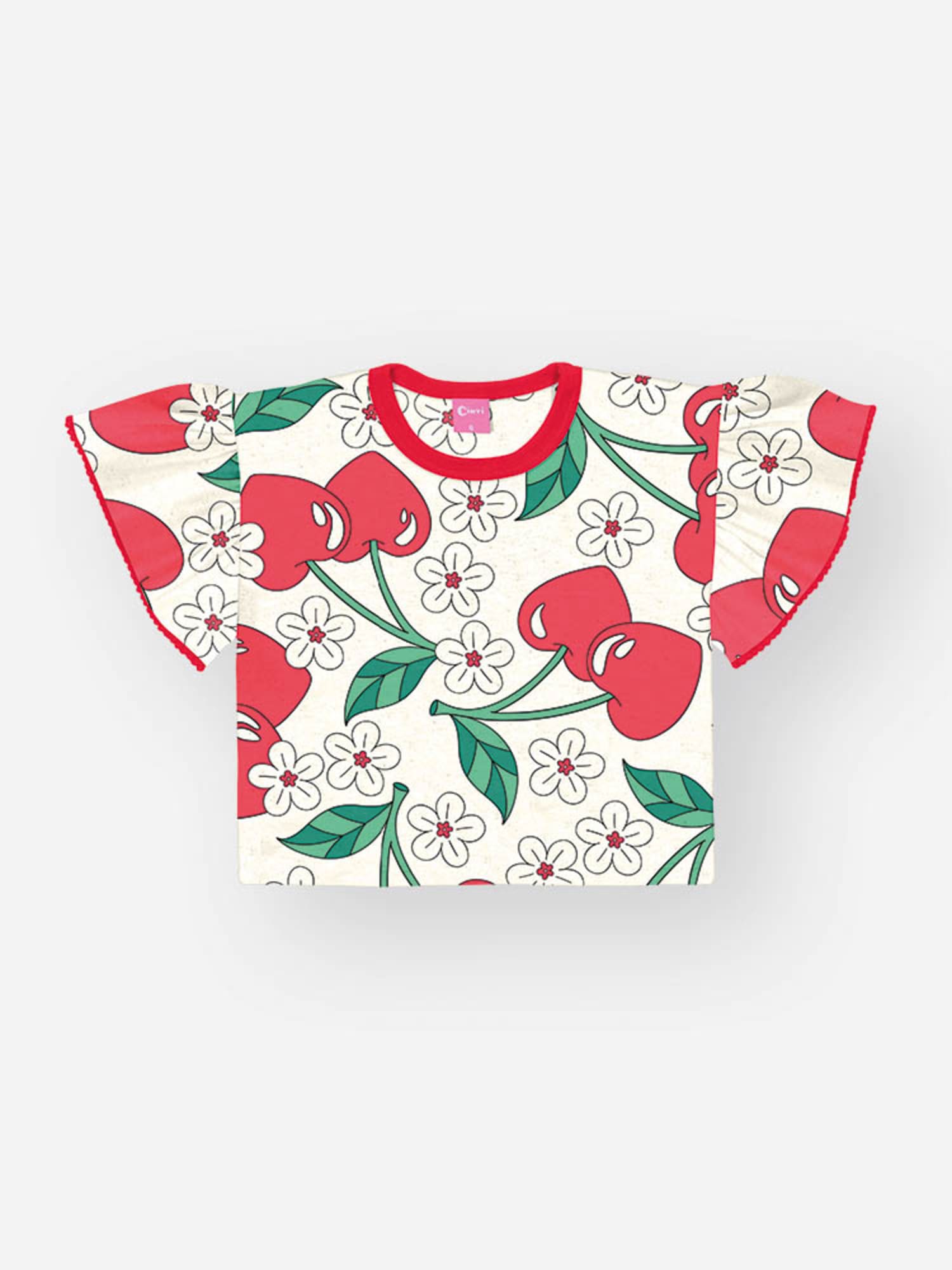 Conjunto Infantil Cinti Verão com Shorts e Blusa Off White Floral