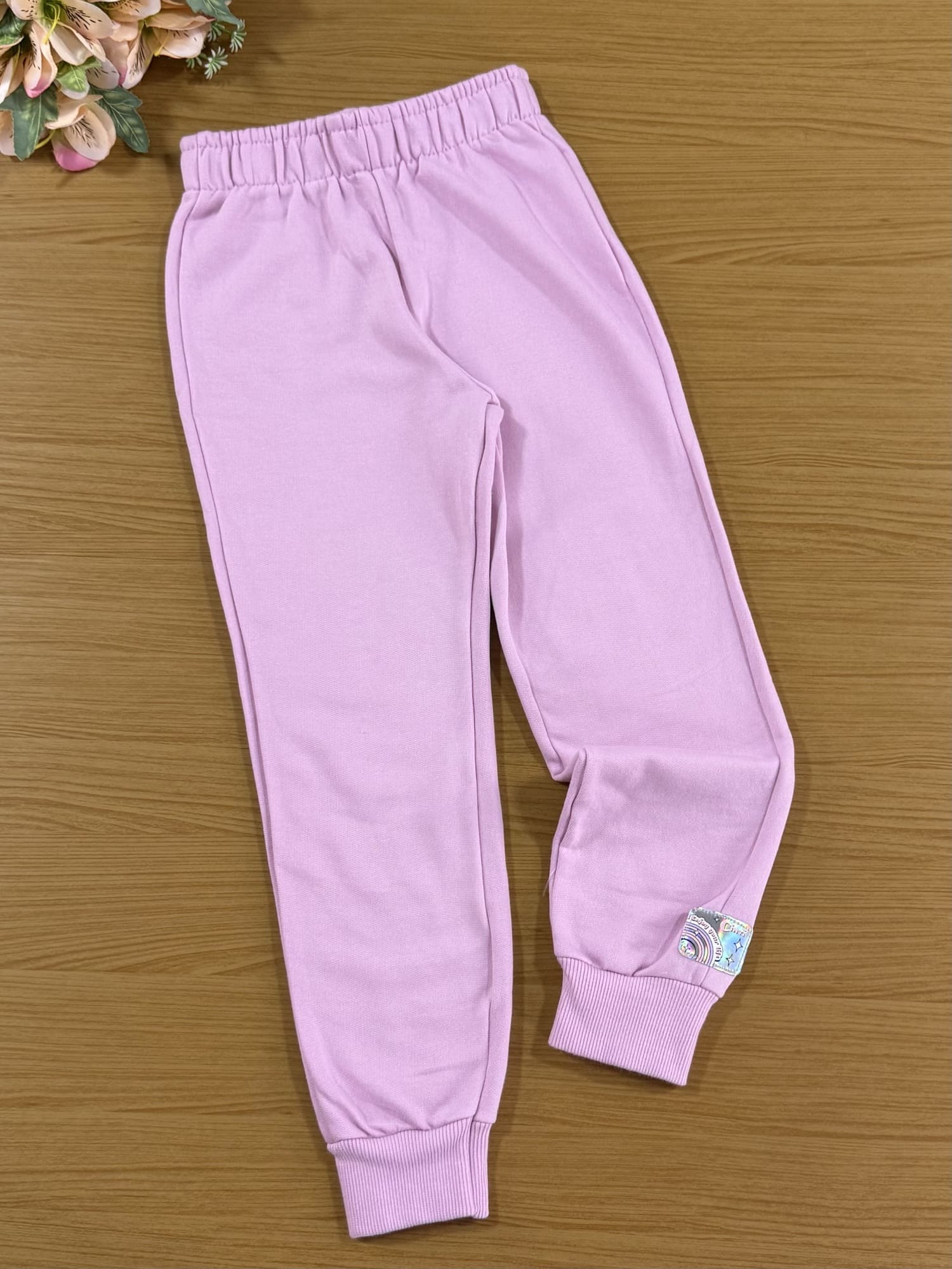 Conjunto Infantil Cinti Inverno Calça e Moletom Flanelado Lilás Unicórnio