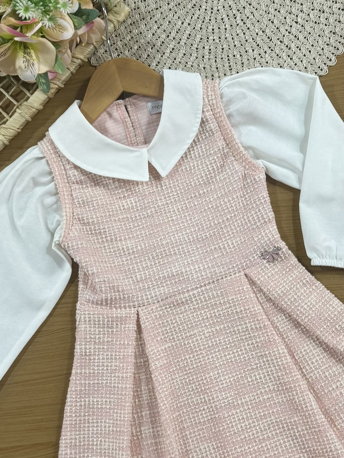 Vestido Infantil Momi Inverno Rosa com Gola