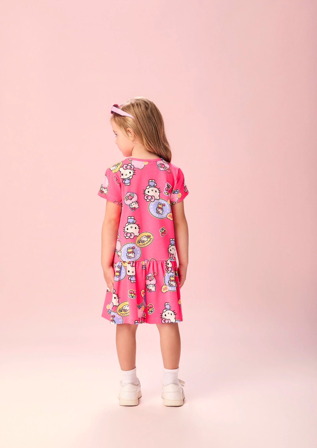 Vestido Infantil Momi Rosa Etiquetas Hello Kitty