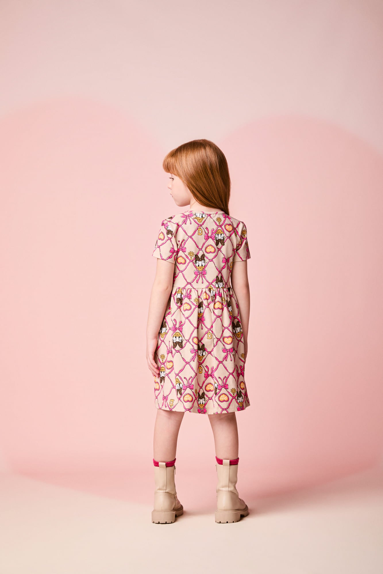 Vestido Infantil Momi Inverno Bege Lacinhos Daisy Disney