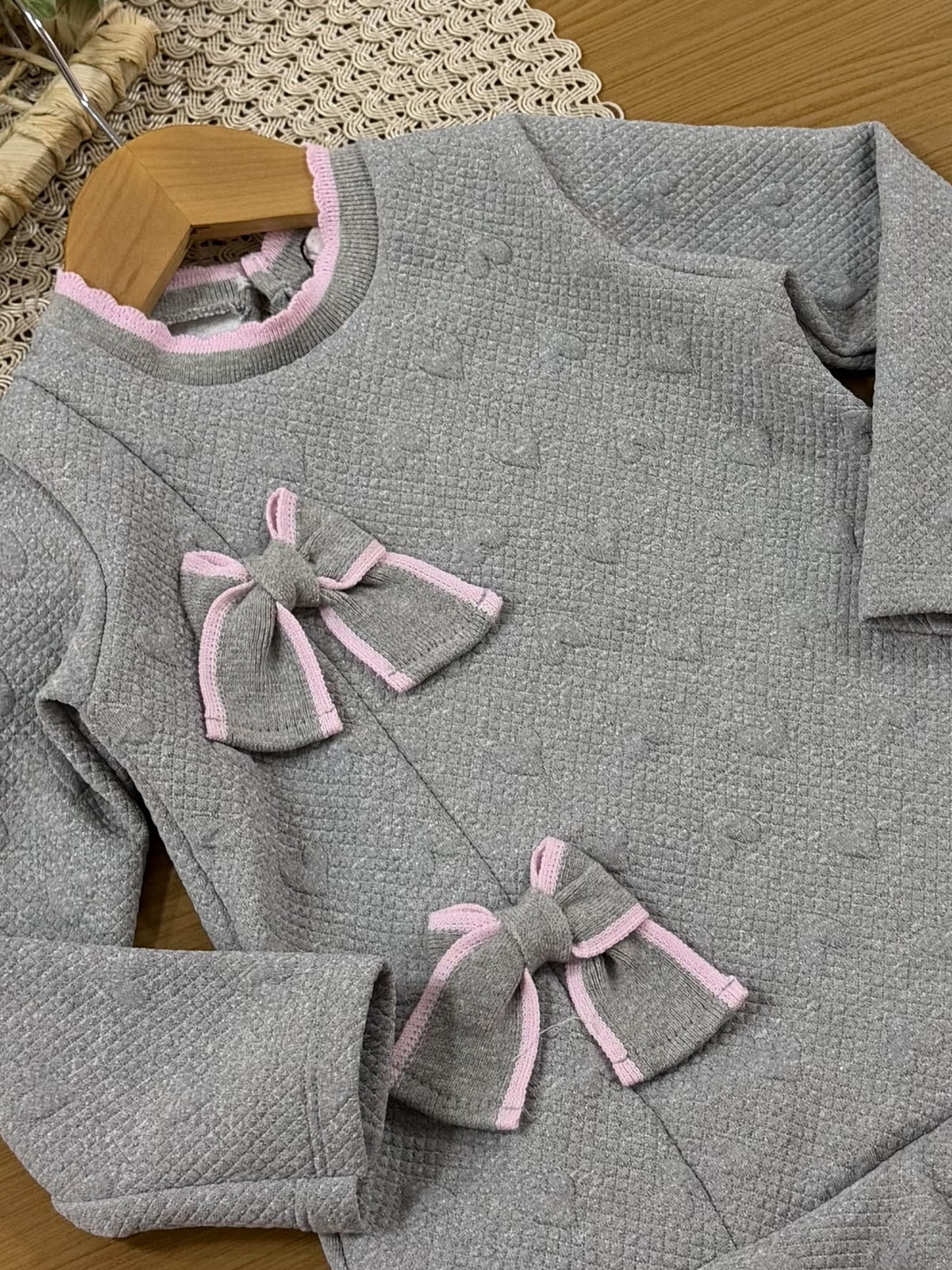 Vestido Infantil Kukiê Inverno Cinza com Lacinho